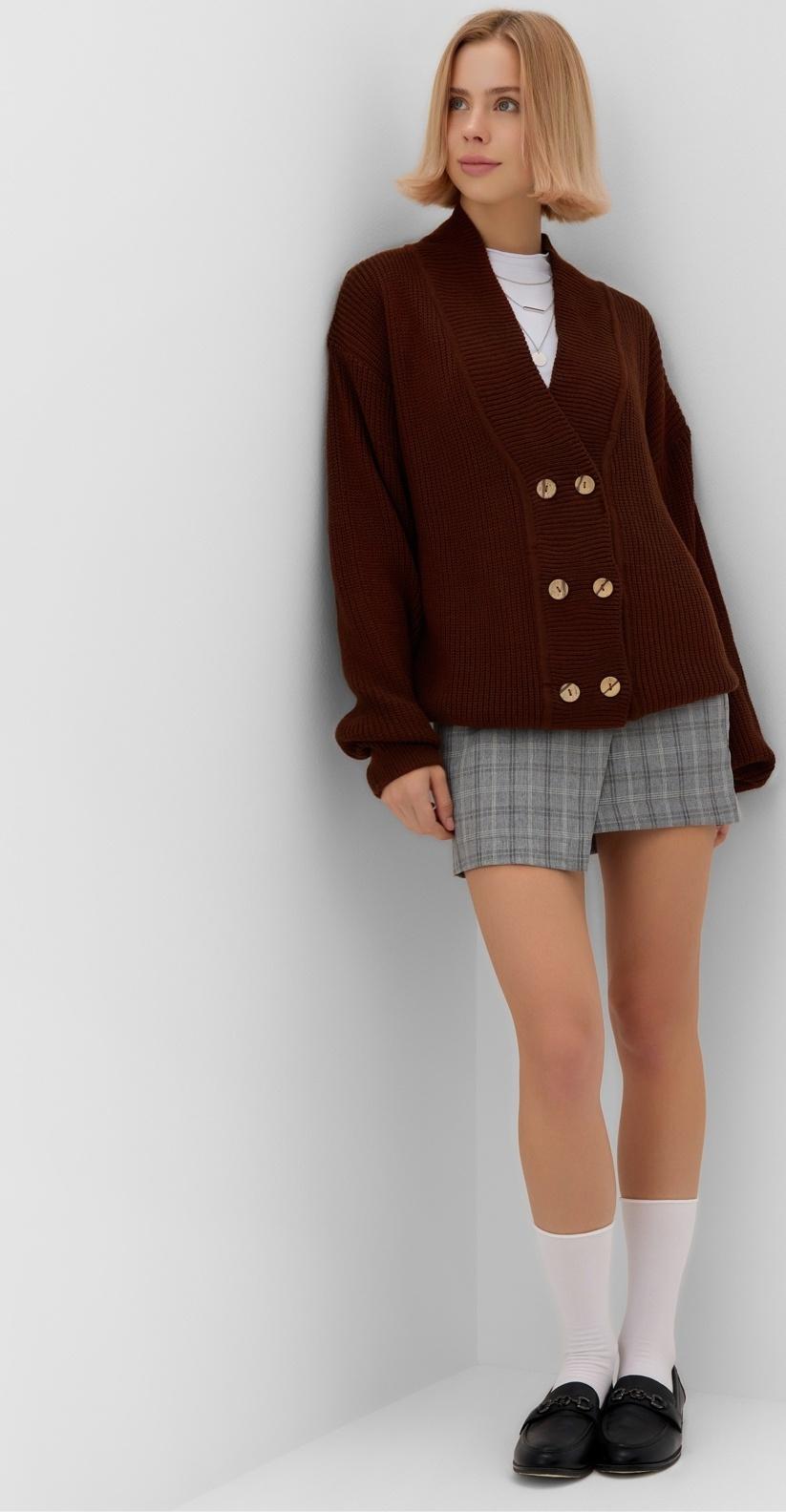 Кардиган на пуговицах женский MINAKU: Casual Collection, шоколад, размер 42