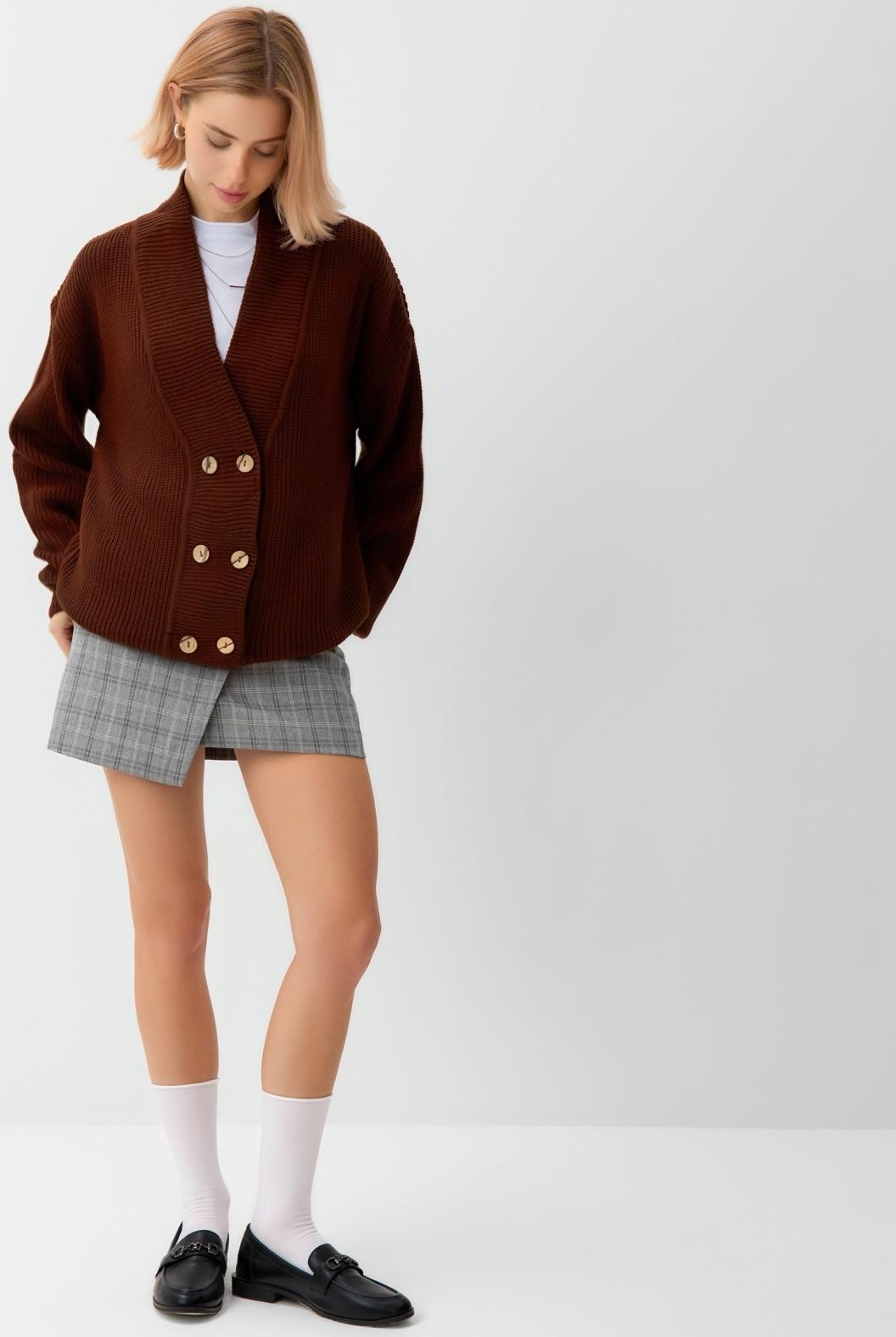 Кардиган на пуговицах женский MINAKU: Casual Collection, шоколад, размер 42