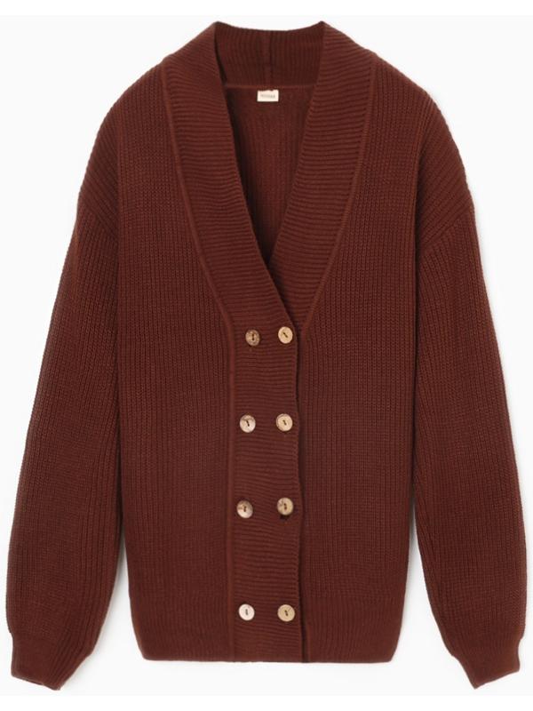 Кардиган на пуговицах женский MINAKU: Casual Collection, шоколад, размер 42