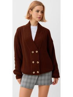 Кардиган на пуговицах женский MINAKU: Casual Collection, шоколад, размер 48