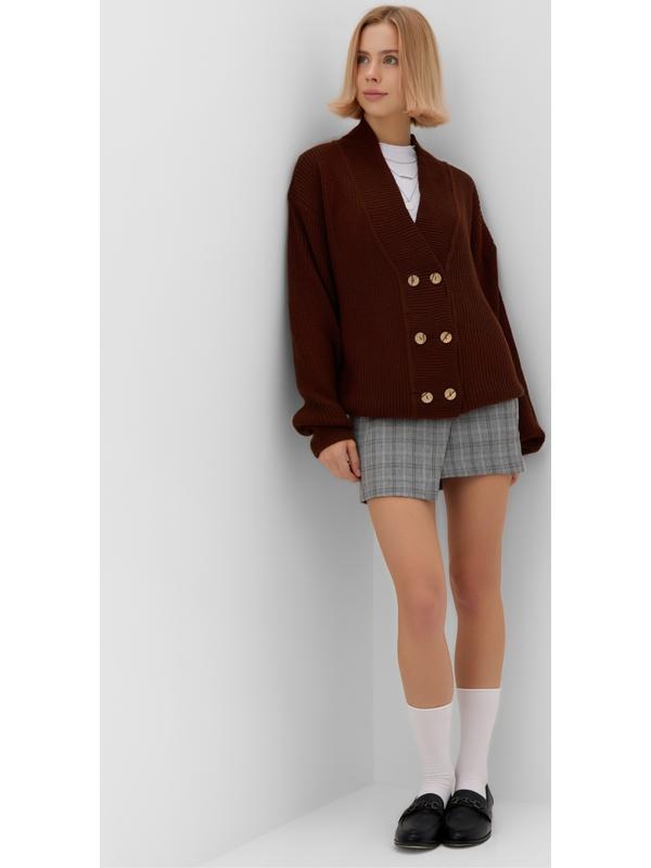 Кардиган на пуговицах женский MINAKU: Casual Collection, шоколад, размер 50