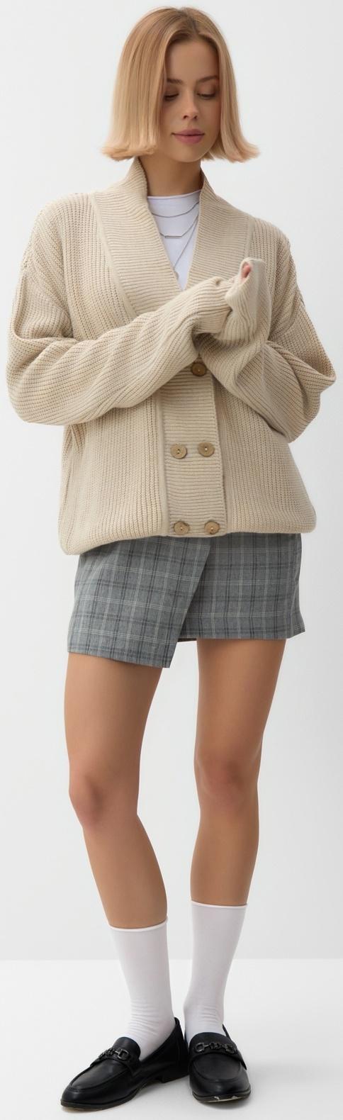 Кардиган на пуговицах женский MINAKU: Casual Collection, бежевый, размер 44