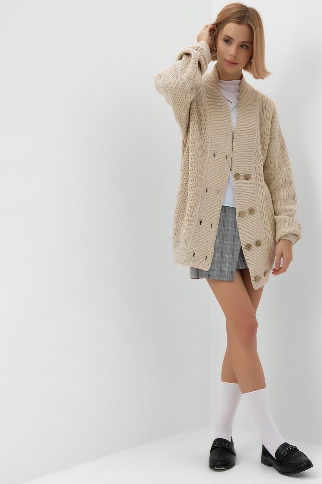 Кардиган на пуговицах женский MINAKU: Casual Collection, бежевый, размер 44