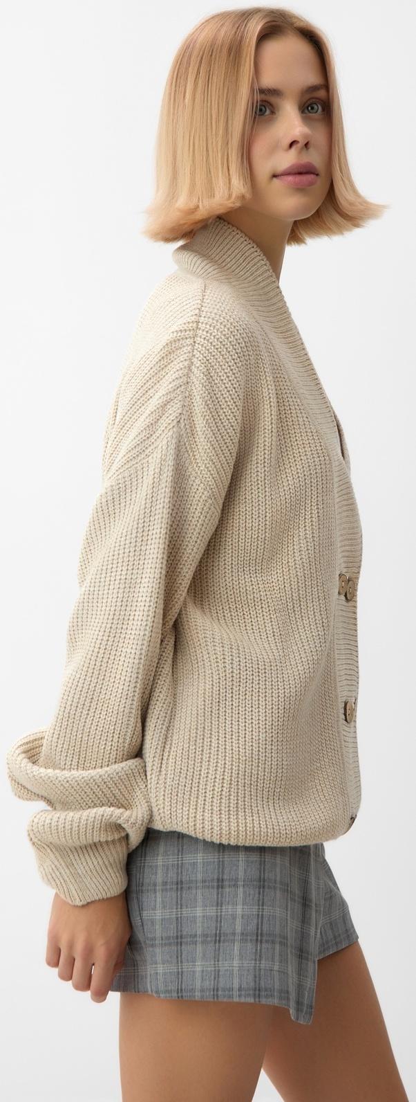 Кардиган на пуговицах женский MINAKU: Casual Collection, бежевый, размер 44