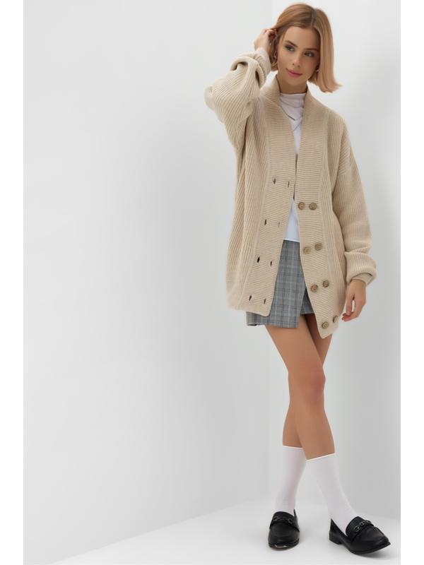 Кардиган на пуговицах женский MINAKU: Casual Collection, бежевый, размер 44