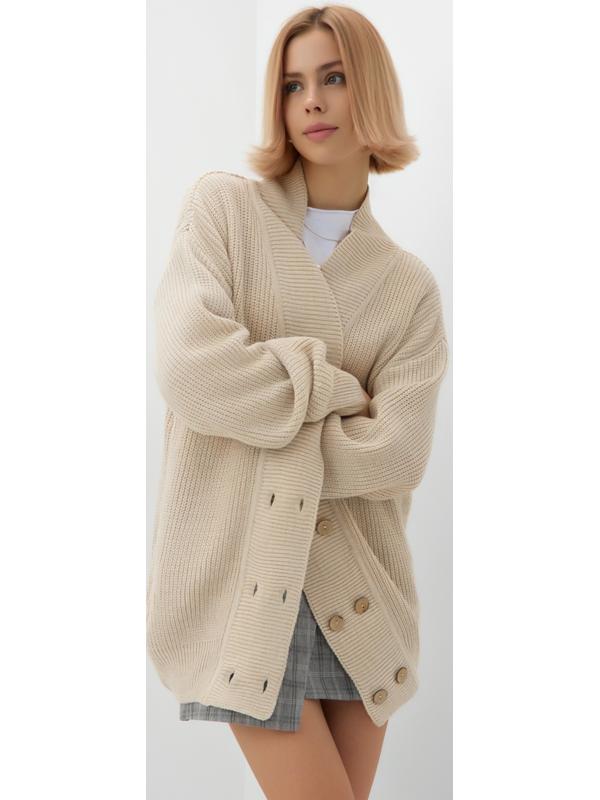 Кардиган на пуговицах женский MINAKU: Casual Collection, бежевый, размер 44