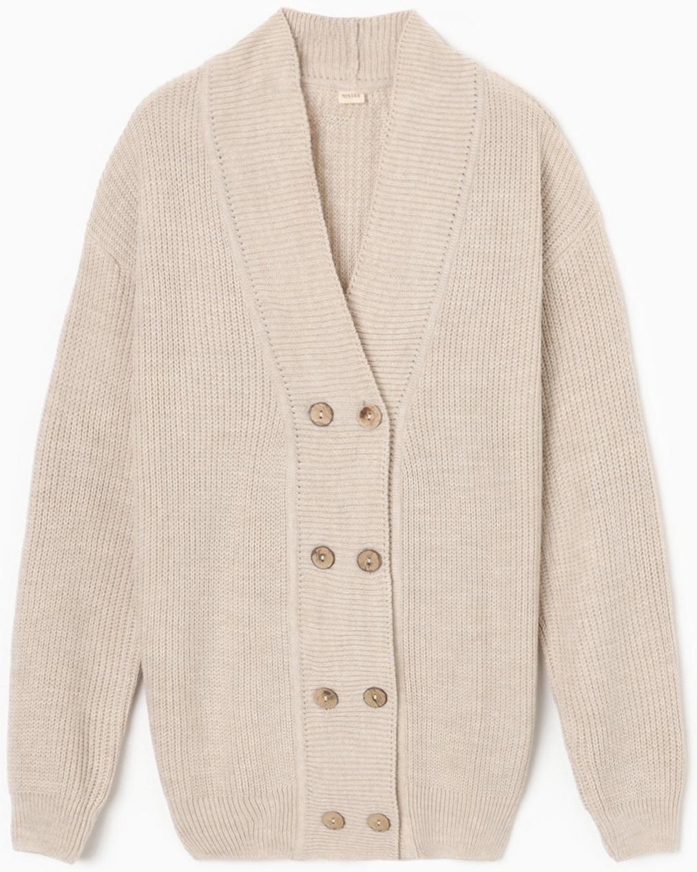 Кардиган на пуговицах женский MINAKU: Casual Collection, бежевый, размер 50