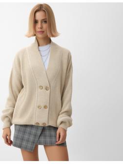 Кардиган на пуговицах женский MINAKU: Casual Collection, бежевый, размер 50