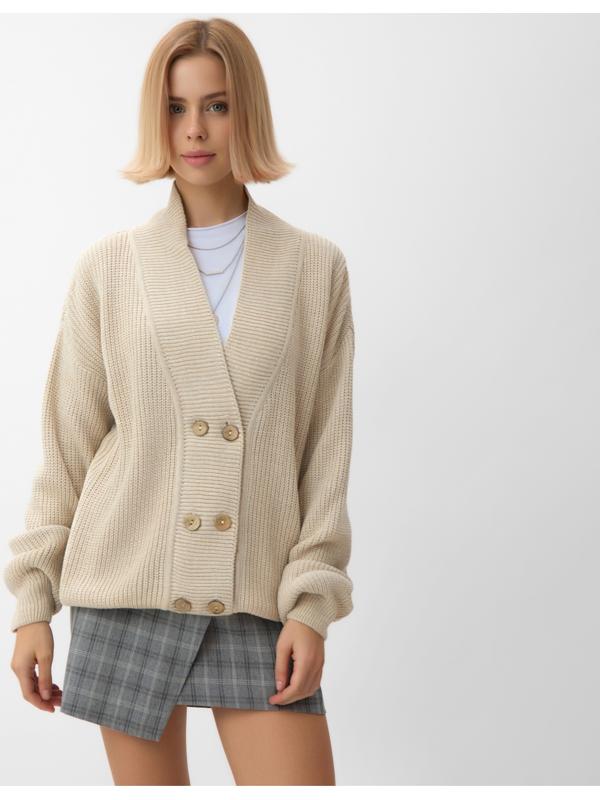 Кардиган на пуговицах женский MINAKU: Casual Collection, бежевый, размер 50