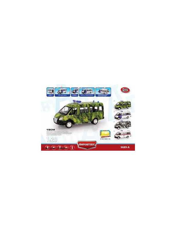 Инерционная машинка Play Smart 1:29 «GAZ-27057 Военный автобус» 19 см. 9689-A, Микроавтобус