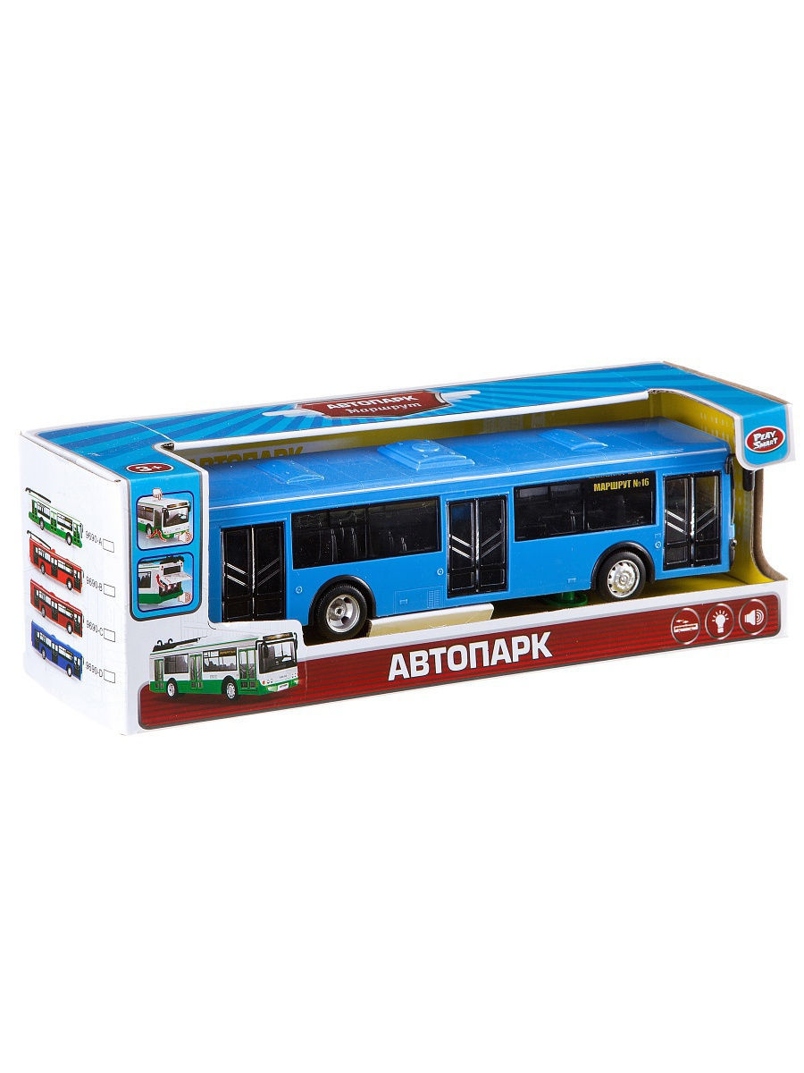 Инерционный автобус Play Smart 1:43 «ЛиАЗ-5292» 28 см. 9690-D Маршрут Синий