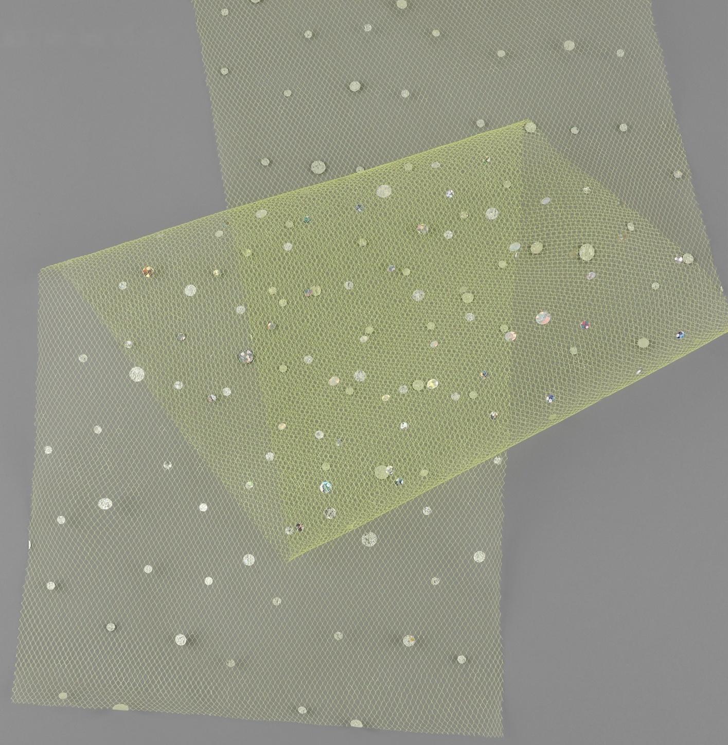 Фатин с блёстками, 15 см, 23 ± 1 м, 11 ± 1 г/кв.м, цвет жёлтый №57