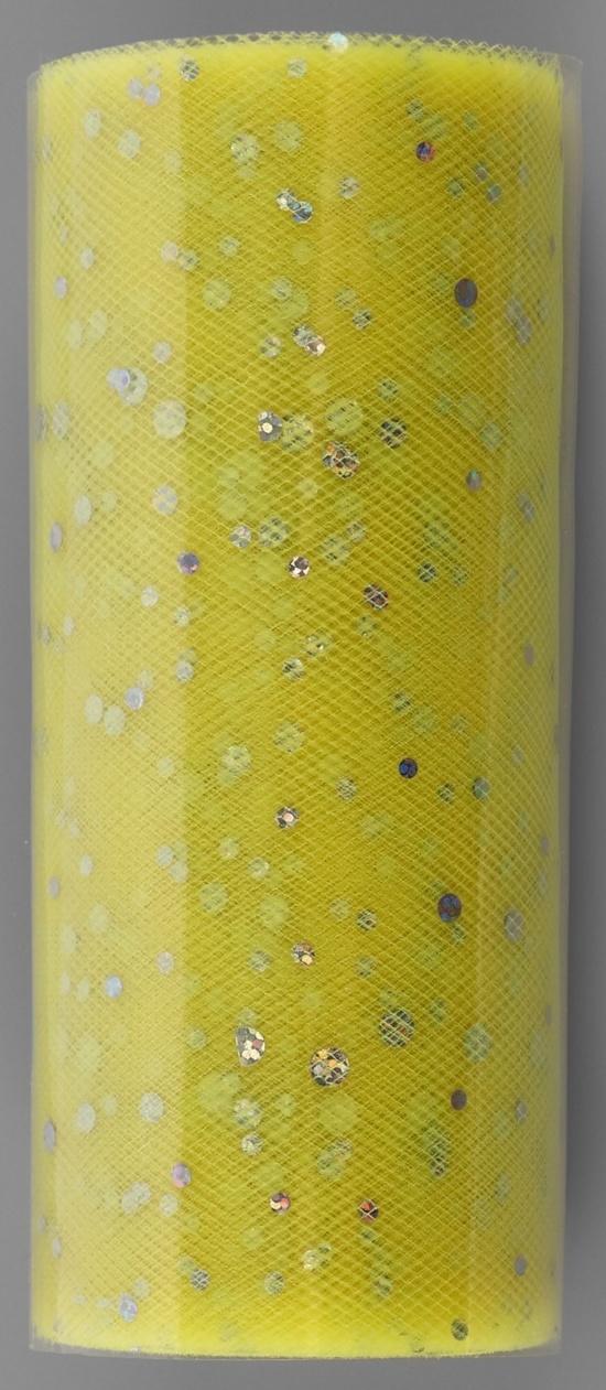 Фатин с блёстками, 15 см, 23 ± 1 м, 11 ± 1 г/кв.м, цвет жёлтый №57