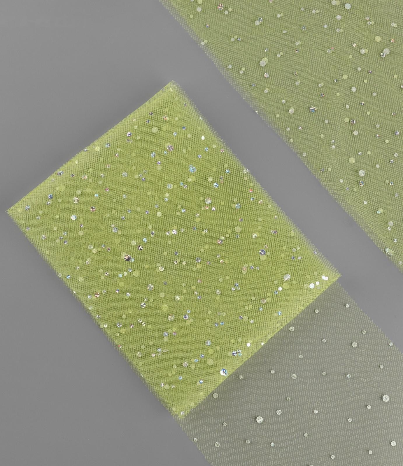 Фатин с блёстками, 15 см, 23 ± 1 м, 11 ± 1 г/кв.м, цвет жёлтый №57