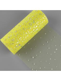Фатин с блёстками, 15 см, 23 ± 1 м, 11 ± 1 г/кв.м, цвет жёлтый №57