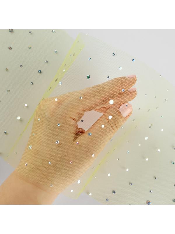 Фатин с блёстками, 15 см, 23 ± 1 м, 11 ± 1 г/кв.м, цвет жёлтый №57