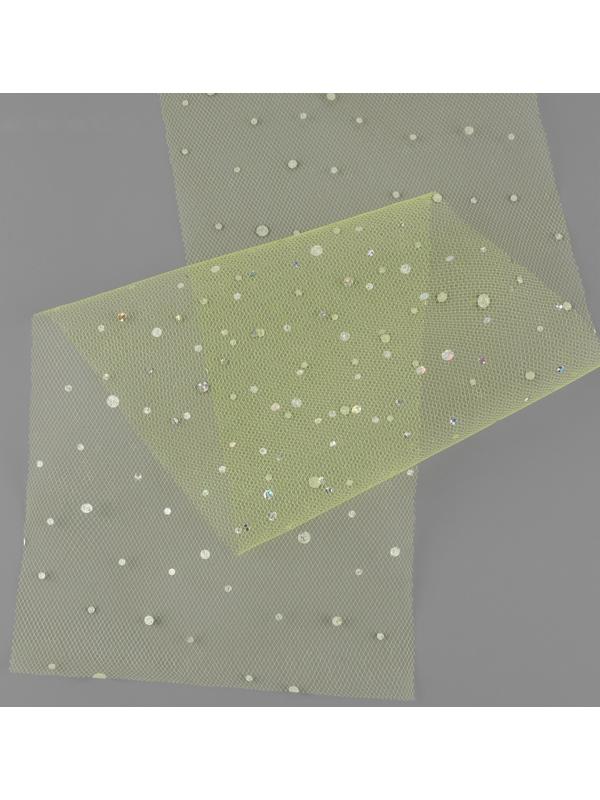 Фатин с блёстками, 15 см, 23 ± 1 м, 11 ± 1 г/кв.м, цвет жёлтый №57