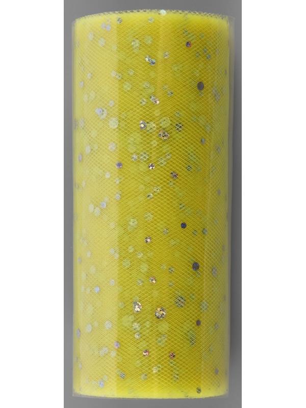 Фатин с блёстками, 15 см, 23 ± 1 м, 11 ± 1 г/кв.м, цвет жёлтый №57