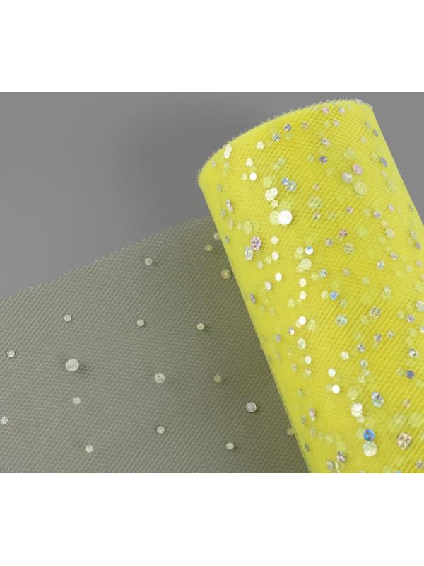 Фатин с блёстками, 15 см, 23 ± 1 м, 11 ± 1 г/кв.м, цвет жёлтый №57
