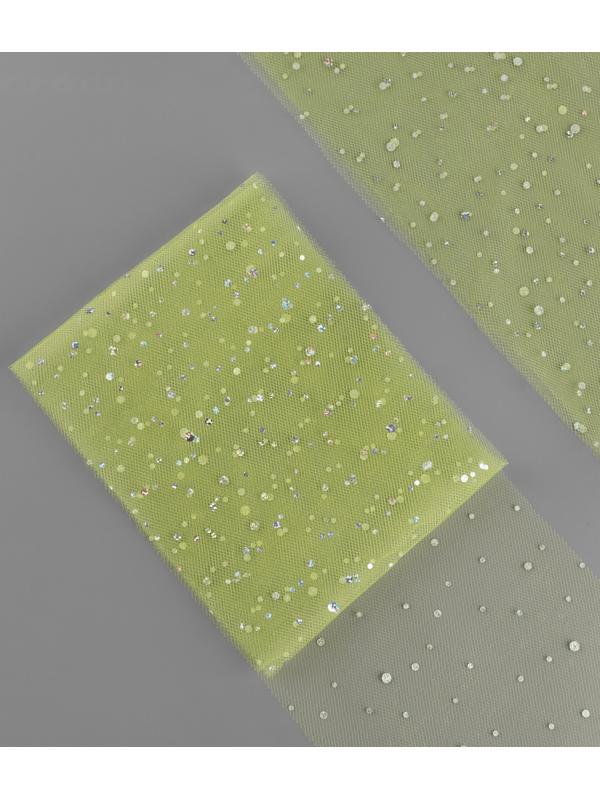 Фатин с блёстками, 15 см, 23 ± 1 м, 11 ± 1 г/кв.м, цвет жёлтый №57