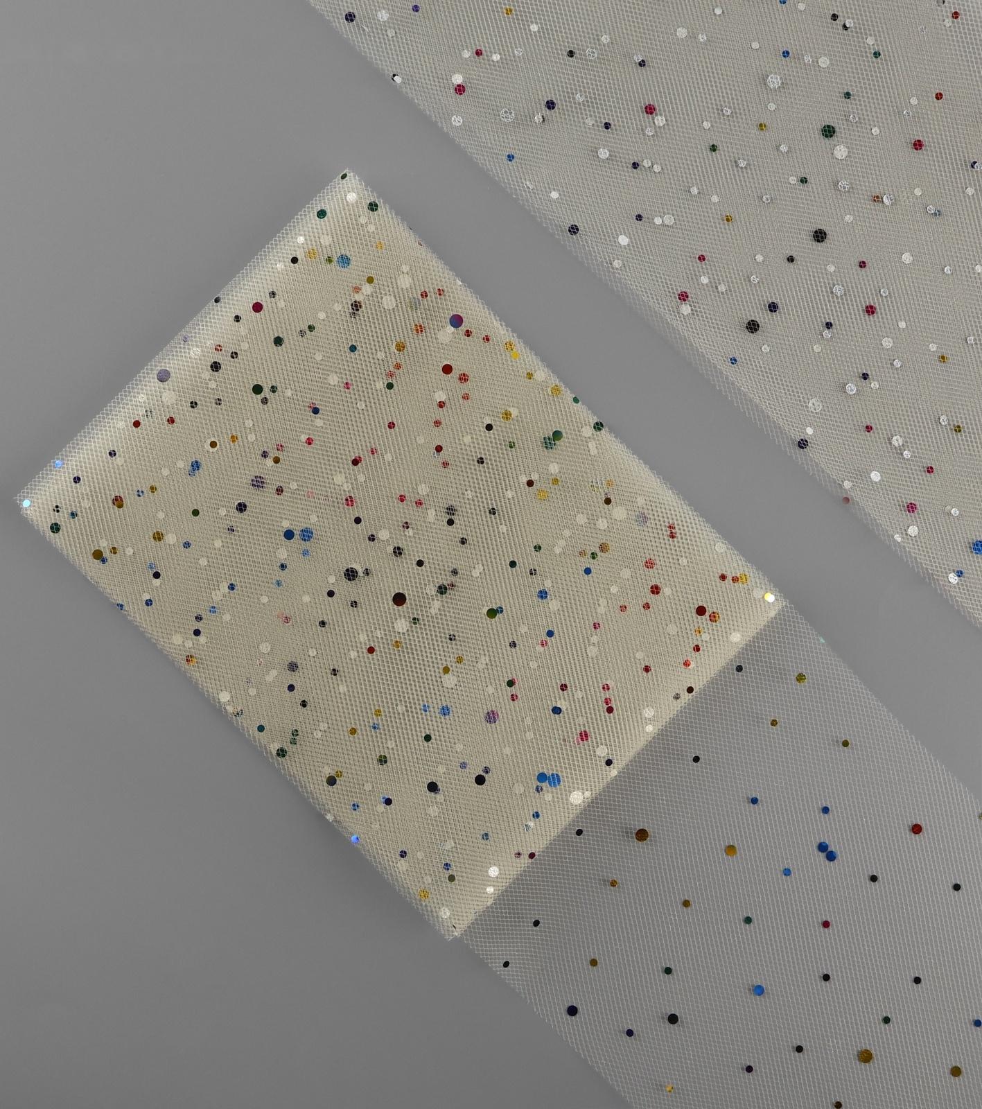 Фатин с разноцветными блёстками, 15 см, 23 ± 1 м, 11 ± 1 г/кв.м, цвет бежевый №4