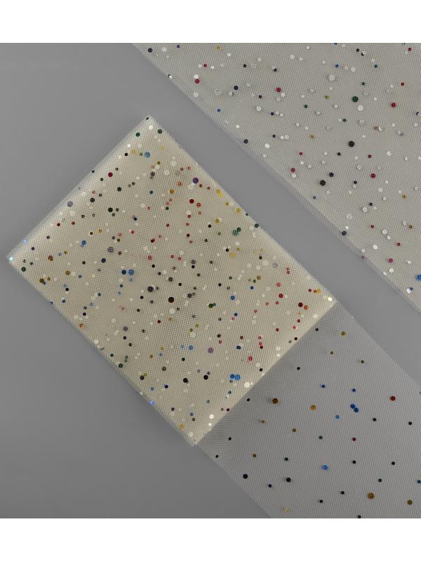 Фатин с разноцветными блёстками, 15 см, 23 ± 1 м, 11 ± 1 г/кв.м, цвет бежевый №4