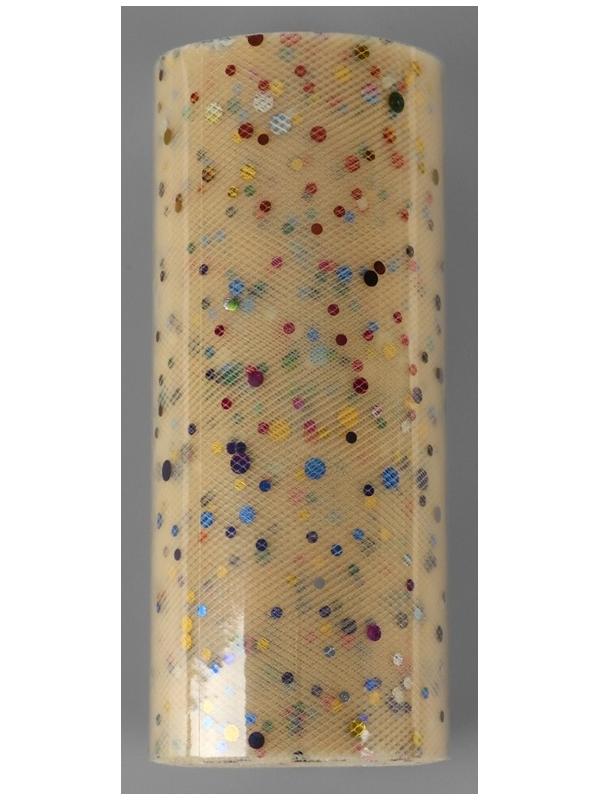 Фатин с разноцветными блёстками, 15 см, 23 ± 1 м, 11 ± 1 г/кв.м, цвет бежевый №4