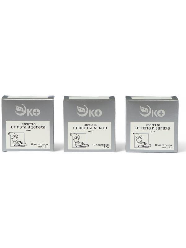 Средство от пота и запаха ног Экотекс, 10 пакетиков по 1,5 г, 3 набора