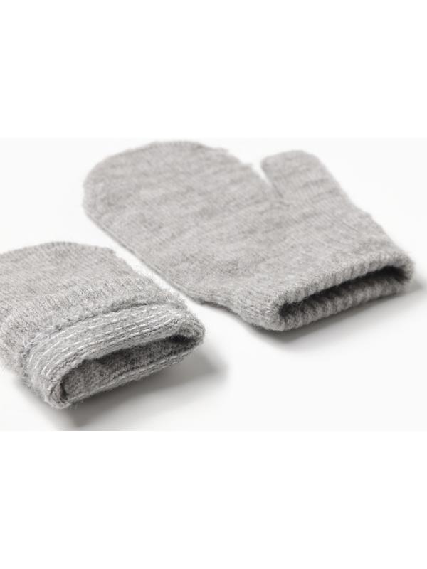 Комплект вязаный: шапка, шарф, варежки (1-3 года), серый