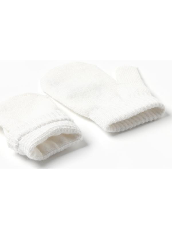 Комплект вязаный: шапка, шарф, варежки (1-3 года), молочный