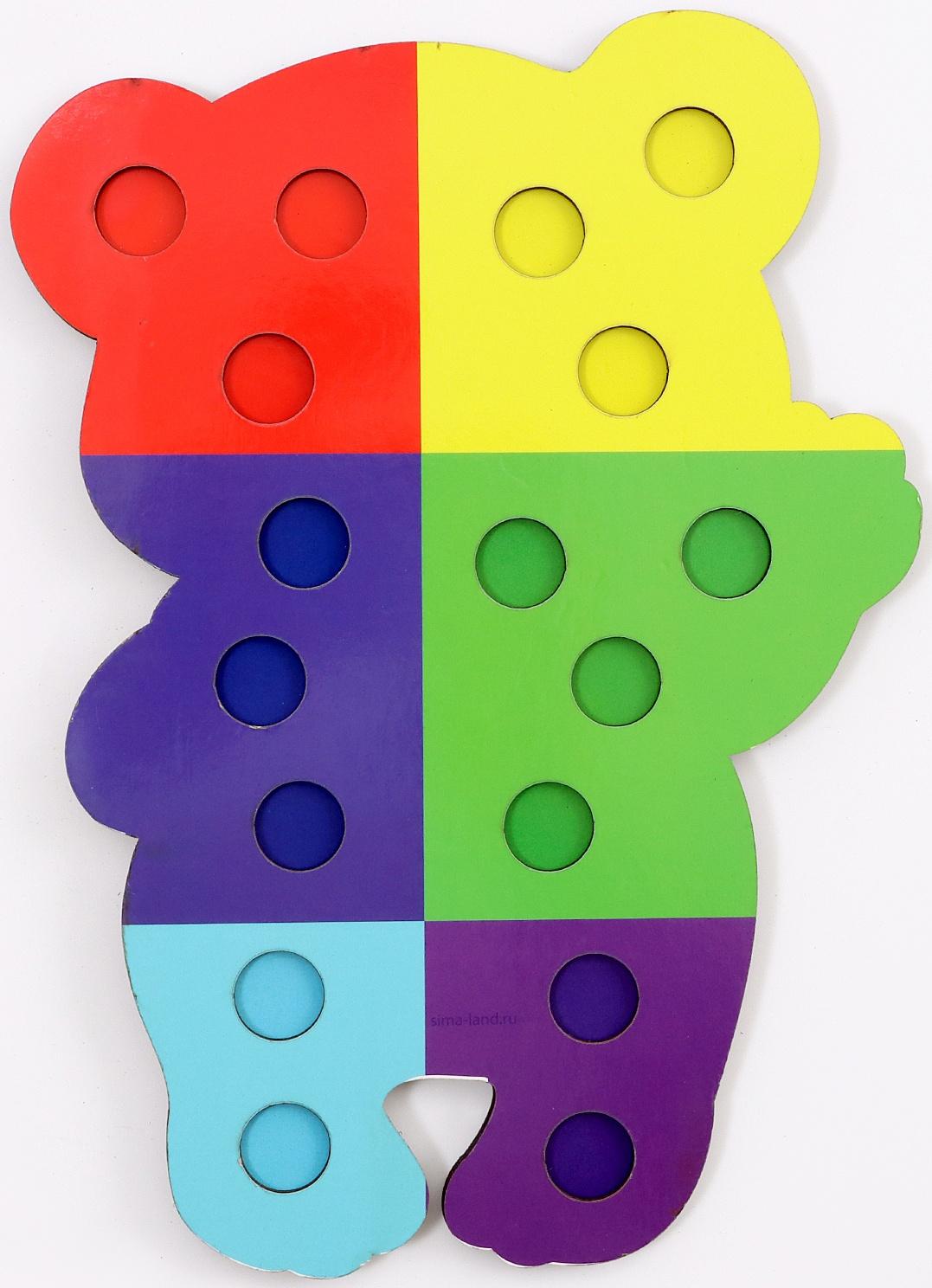 Сортер деревянный «Мишка» с помпонами и пинцетом, 15×21 см