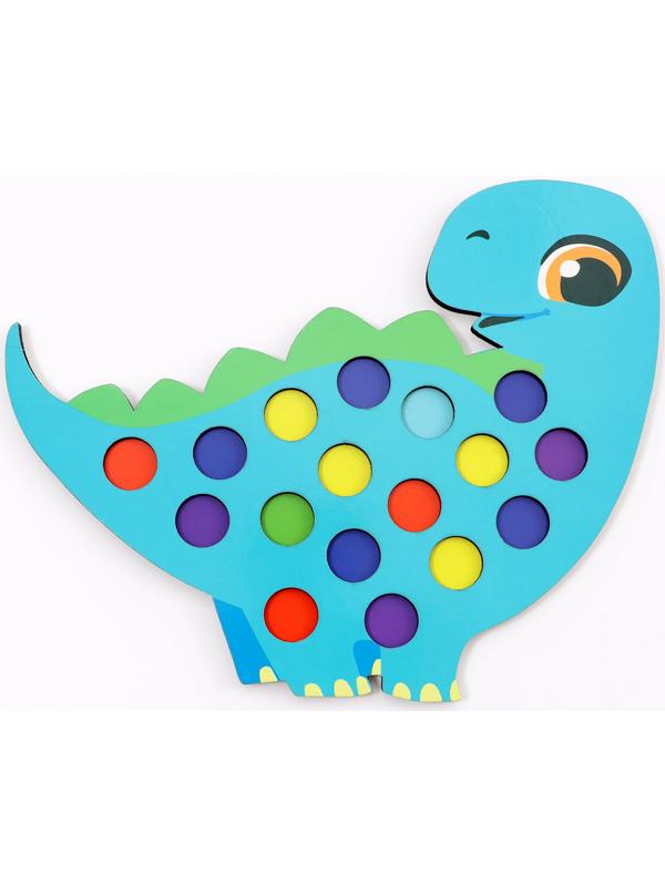 Сортер деревянный «Дино» с помпонами и пинцетом, 15×21 см