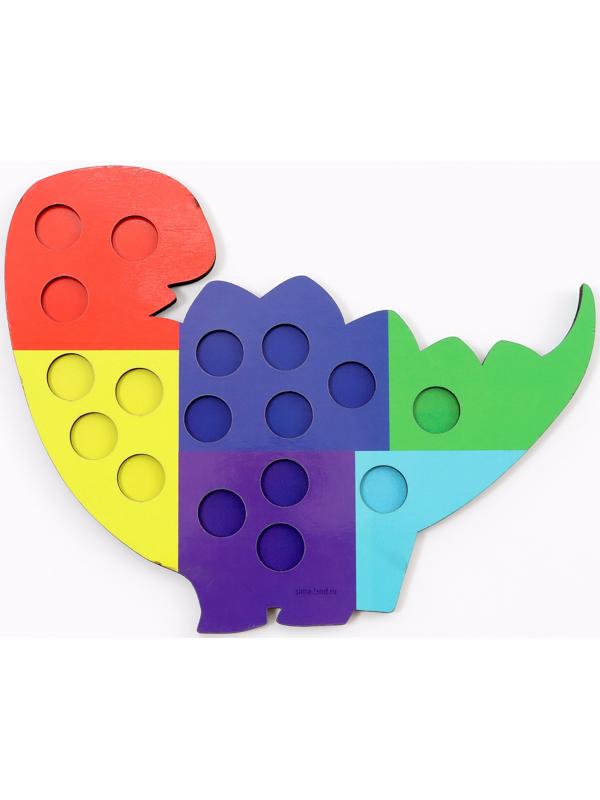 Сортер деревянный «Дино» с помпонами и пинцетом, 15×21 см