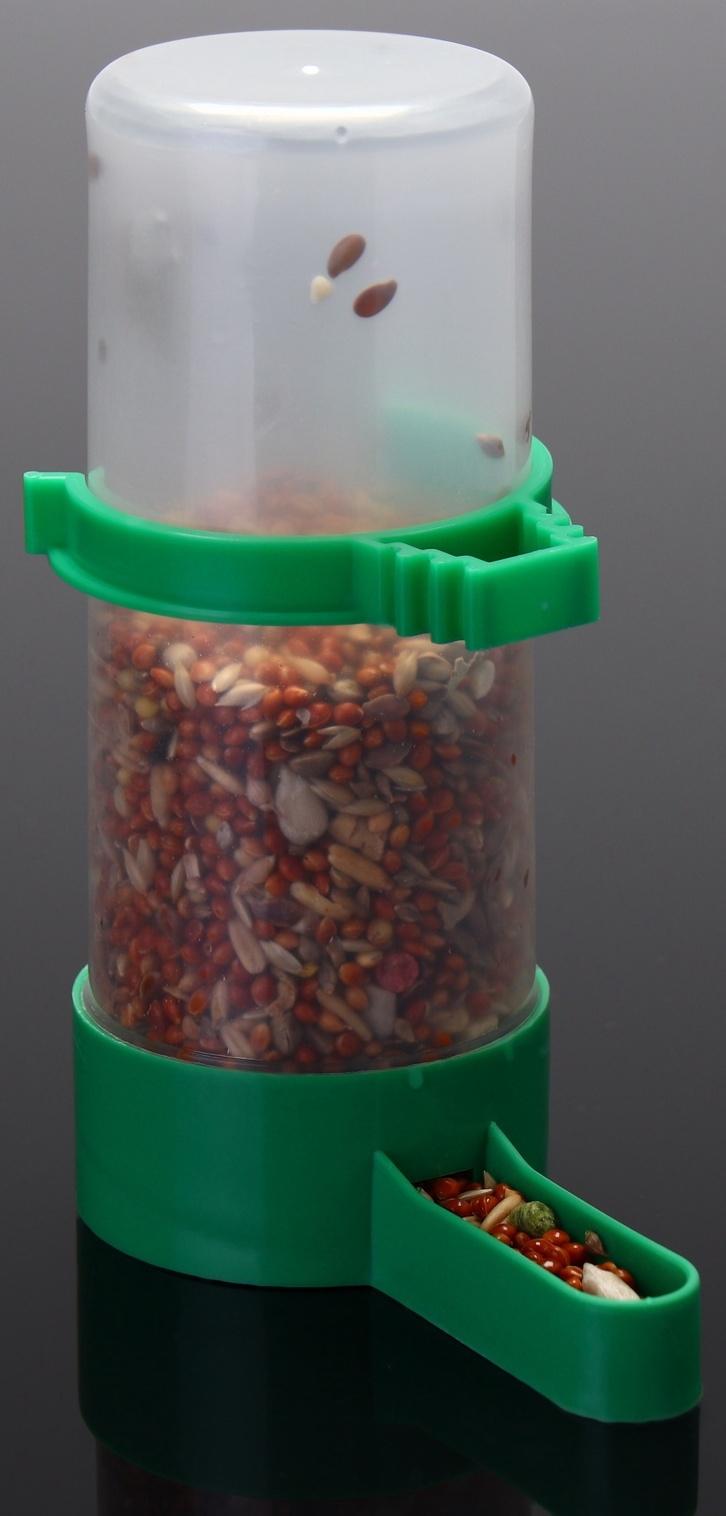 Поилка/кормушка для птиц 4 х 12 см, 140 мл, зелёная