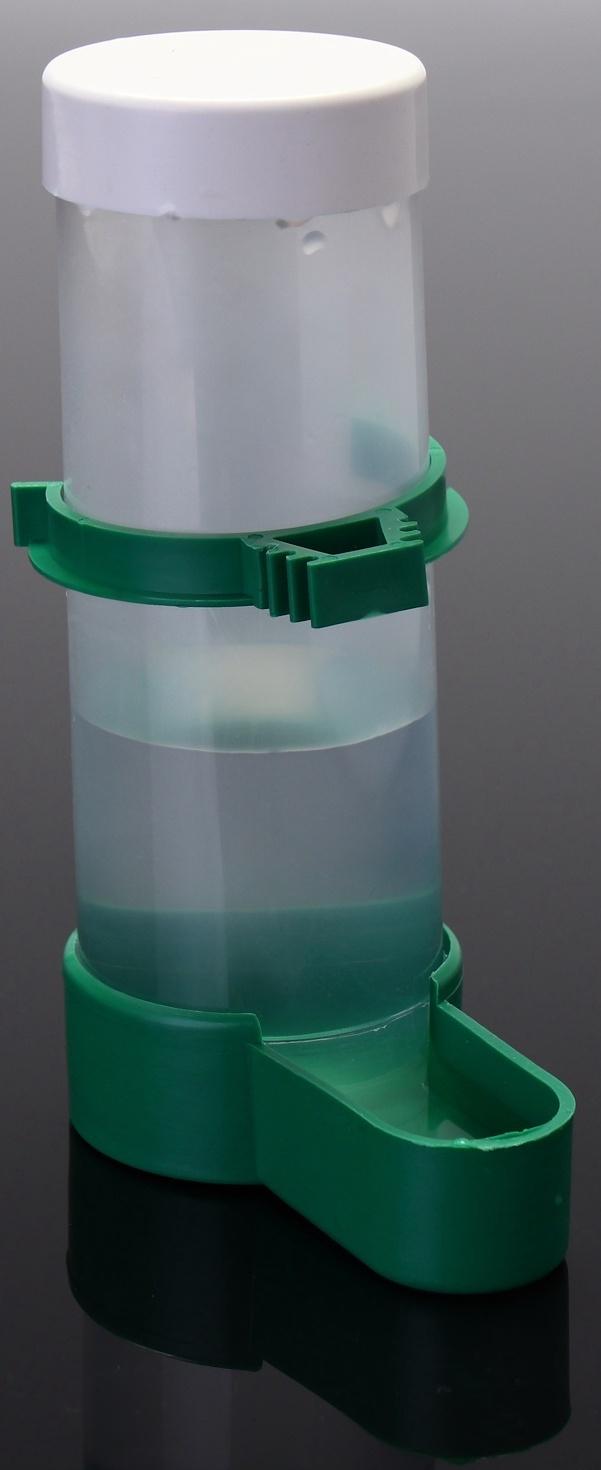 Поилка/кормушка для птиц с крышкой 4 х 13 см, 150 мл, зелёная