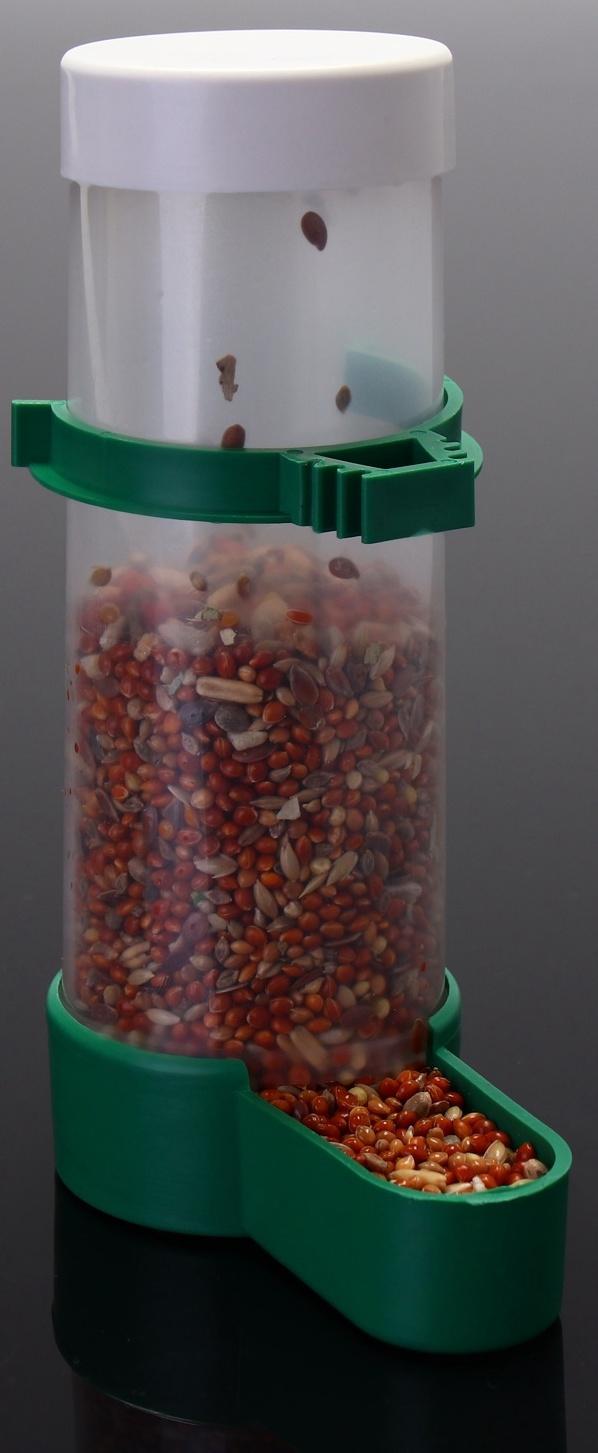 Поилка/кормушка для птиц с крышкой 4 х 13 см, 150 мл, зелёная