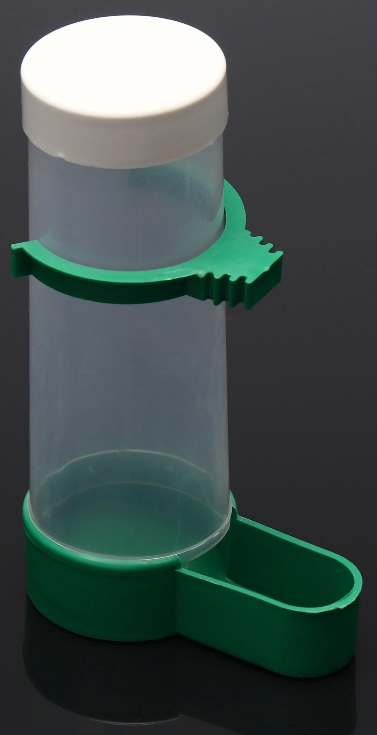 Поилка/кормушка для птиц с крышкой 4 х 13 см, 150 мл, зелёная