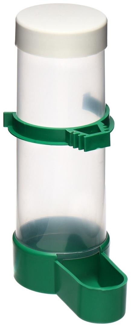 Поилка/кормушка для птиц с крышкой 4 х 13 см, 150 мл, зелёная