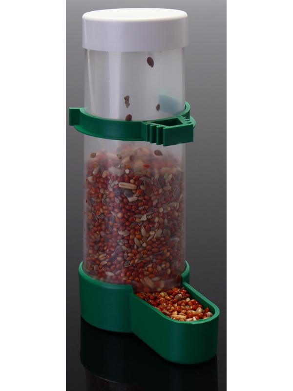 Поилка/кормушка для птиц с крышкой 4 х 13 см, 150 мл, зелёная