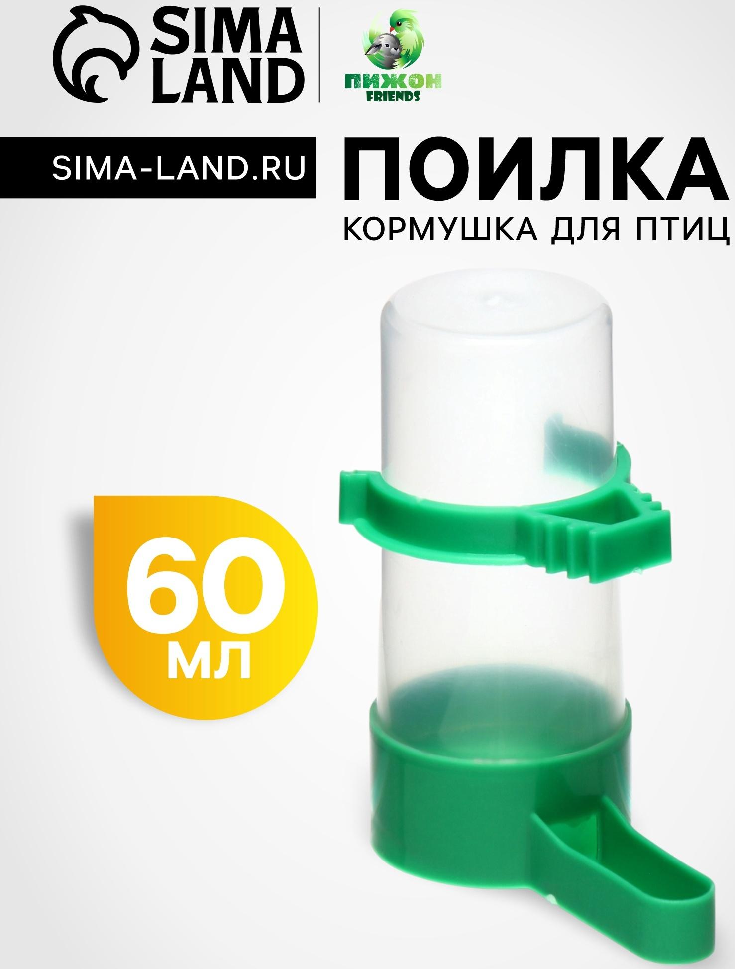 Поилка/кормушка для птиц 3 х 9 см, 60 мл, зелёная