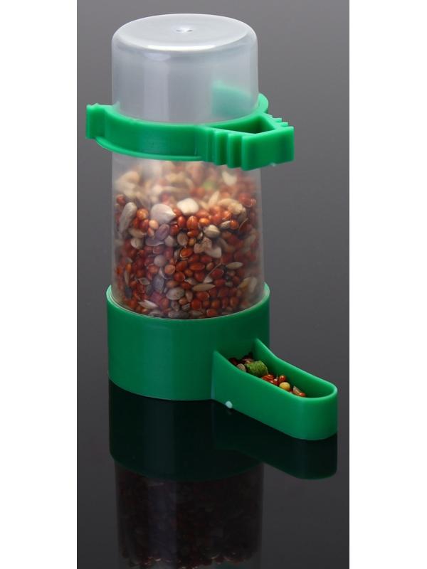 Поилка/кормушка для птиц 3 х 9 см, 60 мл, зелёная