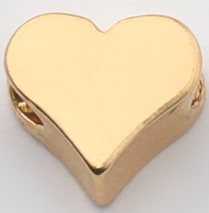 Бусина - разделитель «Сердечко», родированная , 6×6 мм, внутренний d=2 мм, (набор 10 шт.), цвет золото