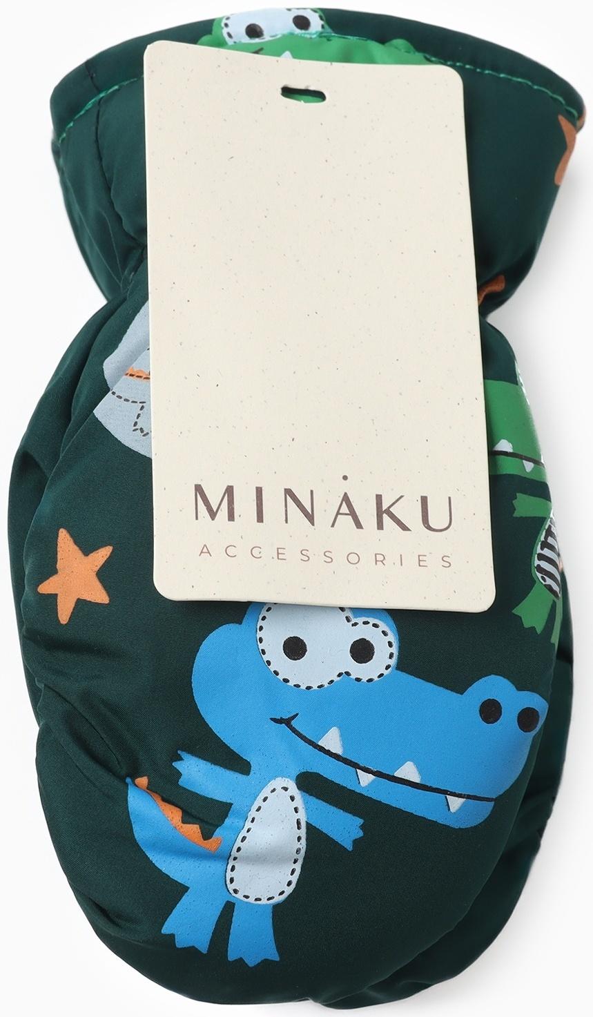 Варежки зимние детские MINAKU, цвет зеленый, 18см
