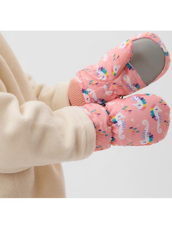 Варежки зимние детские MINAKU, цвет персиковый, 15см