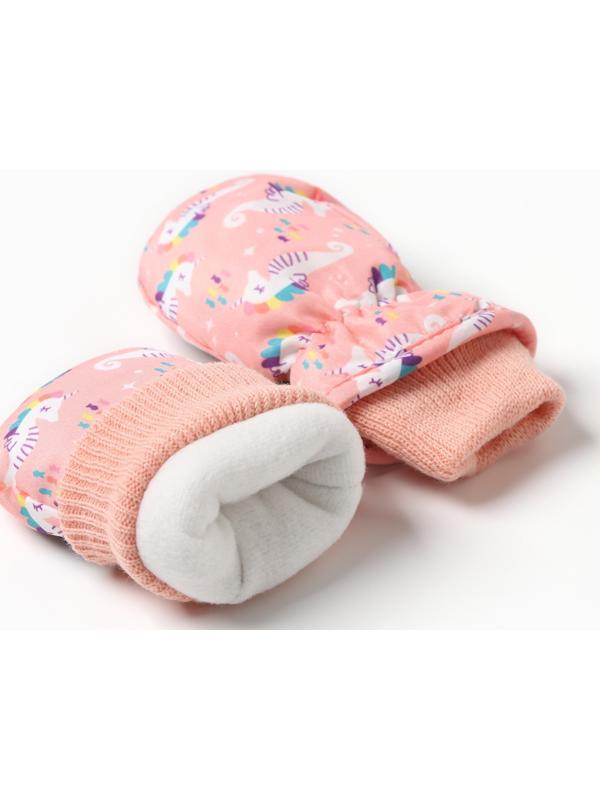 Варежки зимние детские MINAKU, цвет персиковый, 15см