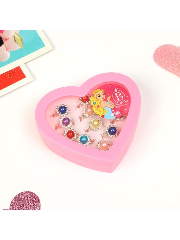 Кольца детские Выбражулька «Цветочки», набор 12 шт. МИКС в серебре, безразмерное