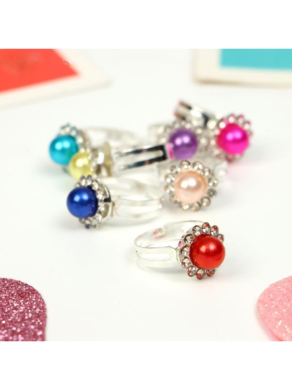 Кольца детские Выбражулька «Цветочки», набор 12 шт. МИКС в серебре, безразмерное