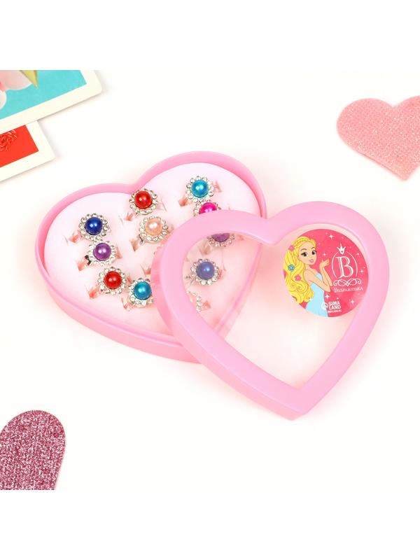 Кольца детские Выбражулька «Цветочки», набор 12 шт. МИКС в серебре, безразмерное