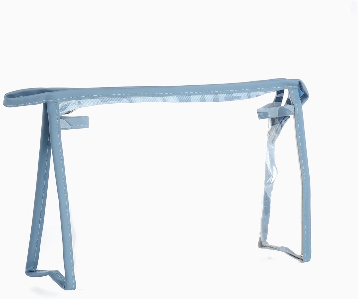 Набор простых косметичек на молниях 2 в 1, с принтом «Мраморная текстура», голубой