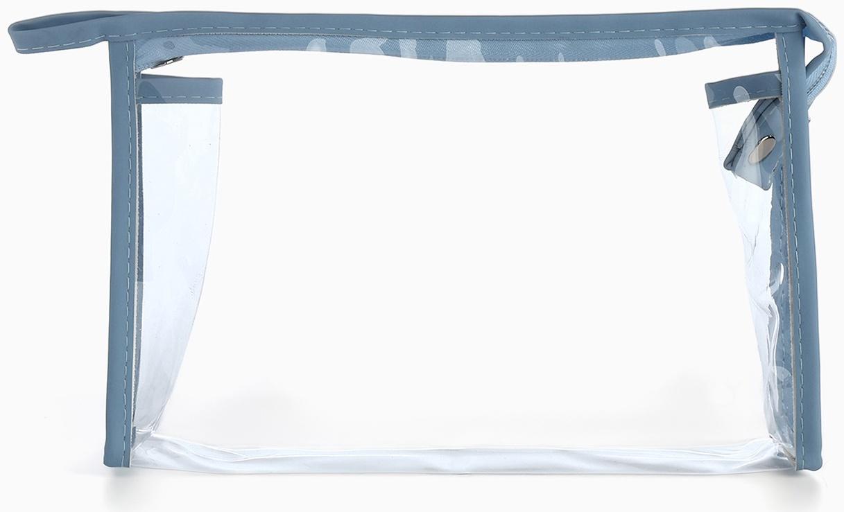 Набор простых косметичек на молниях 2 в 1, с принтом «Мраморная текстура», голубой